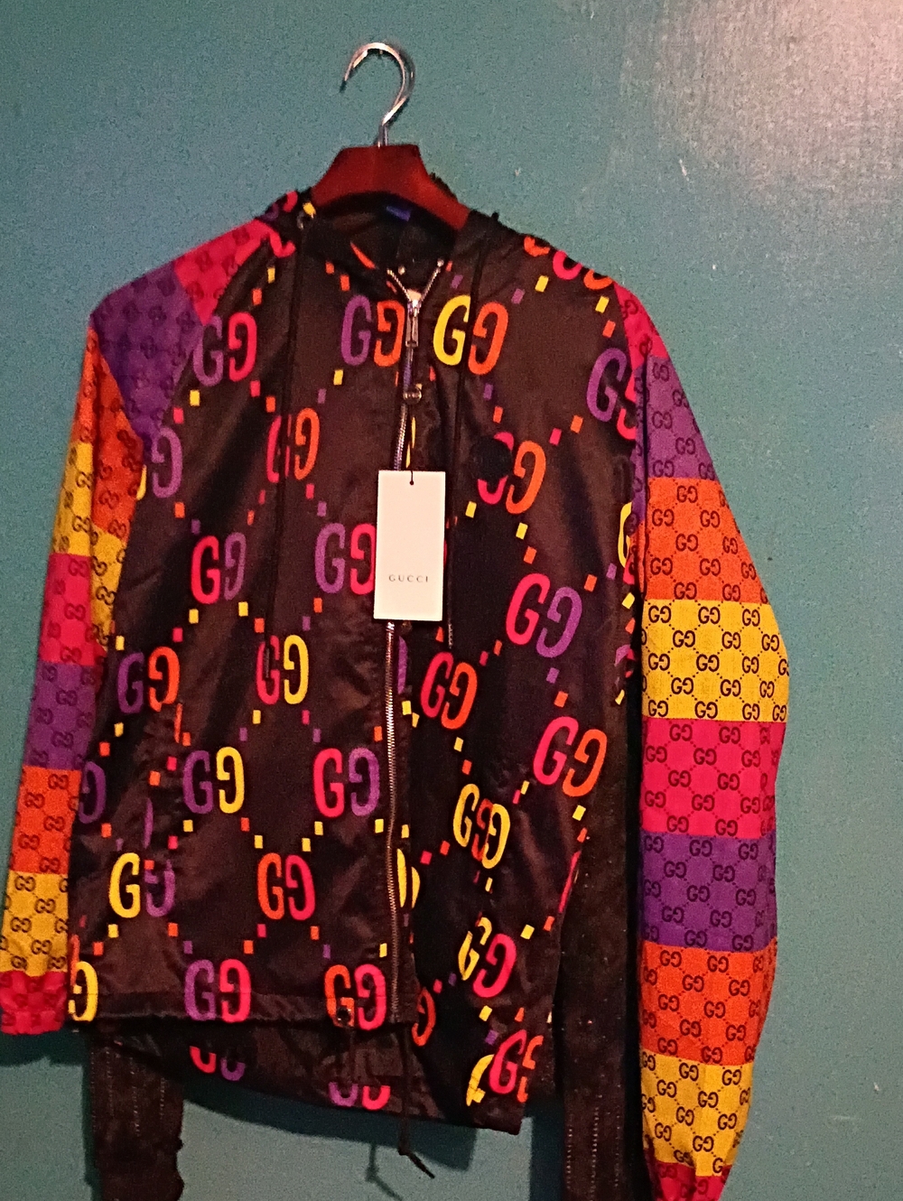 Gucci Multicolor GG Logo Zip Hoodie Jacket Unisex For Me And Woman